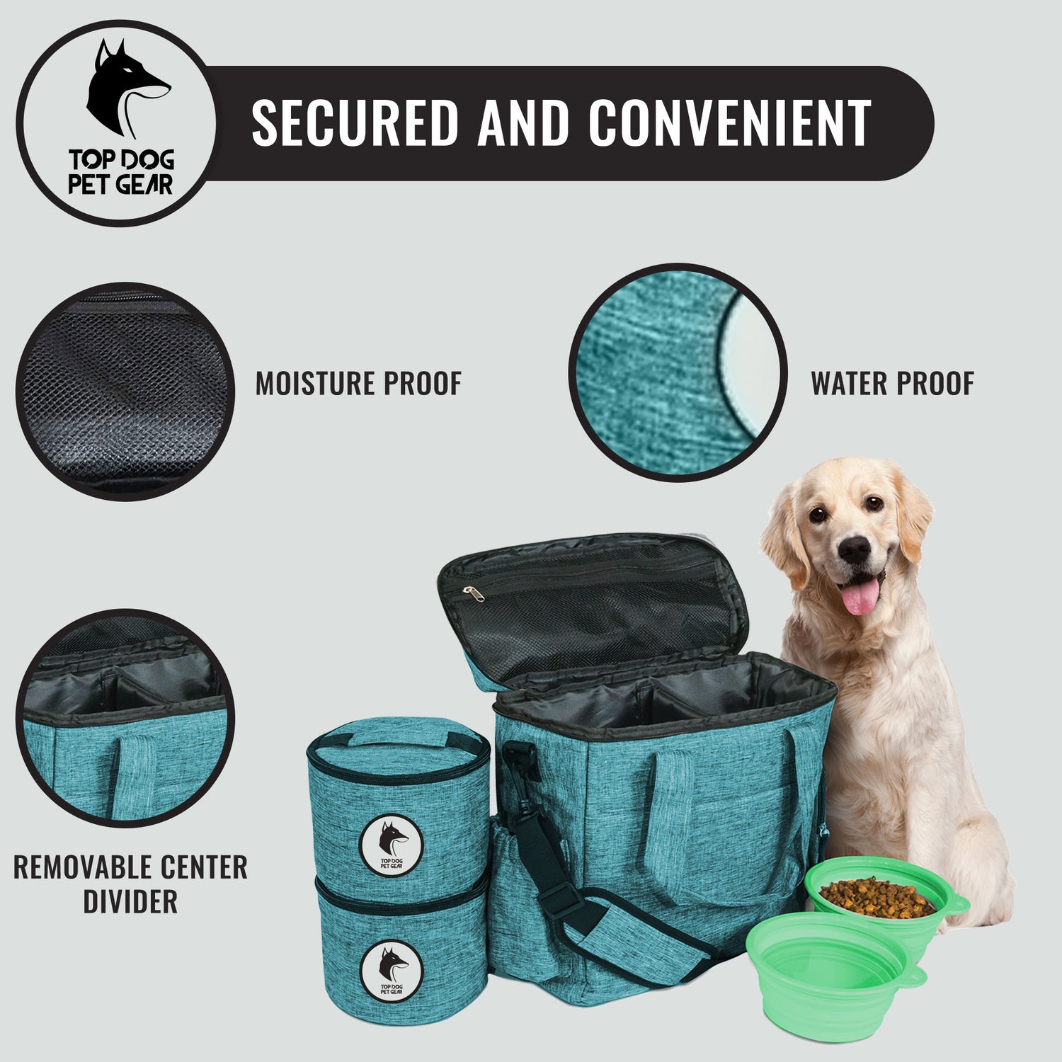 BAGLHER 丨Dog Travel Bag Backpack,Airline Approved Pet Supplies Backpack,Dog Travel Backpack with 2 Silicone Collapsible Bowls and 2 Food Baskets Sky